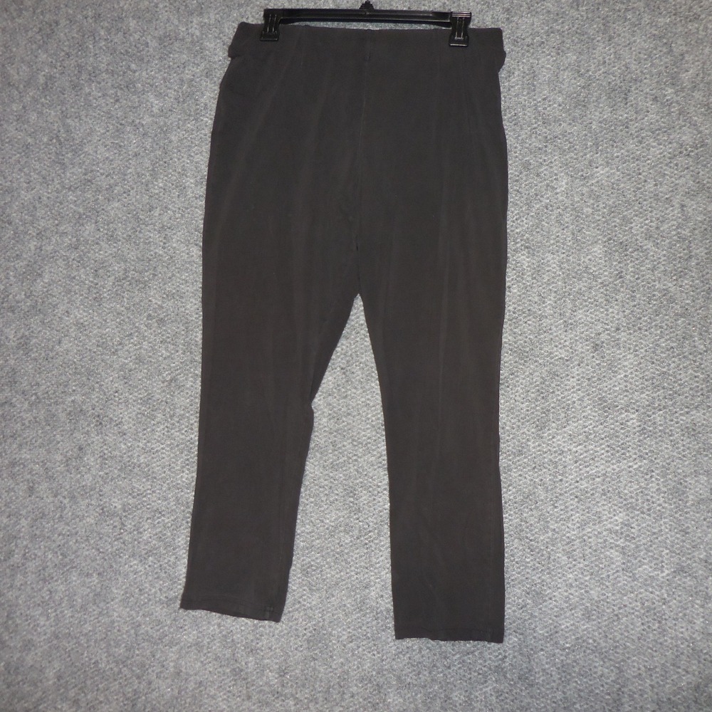 White Stag Womens Petite Stretch Pull On Pants Black Straight Leg Trousers